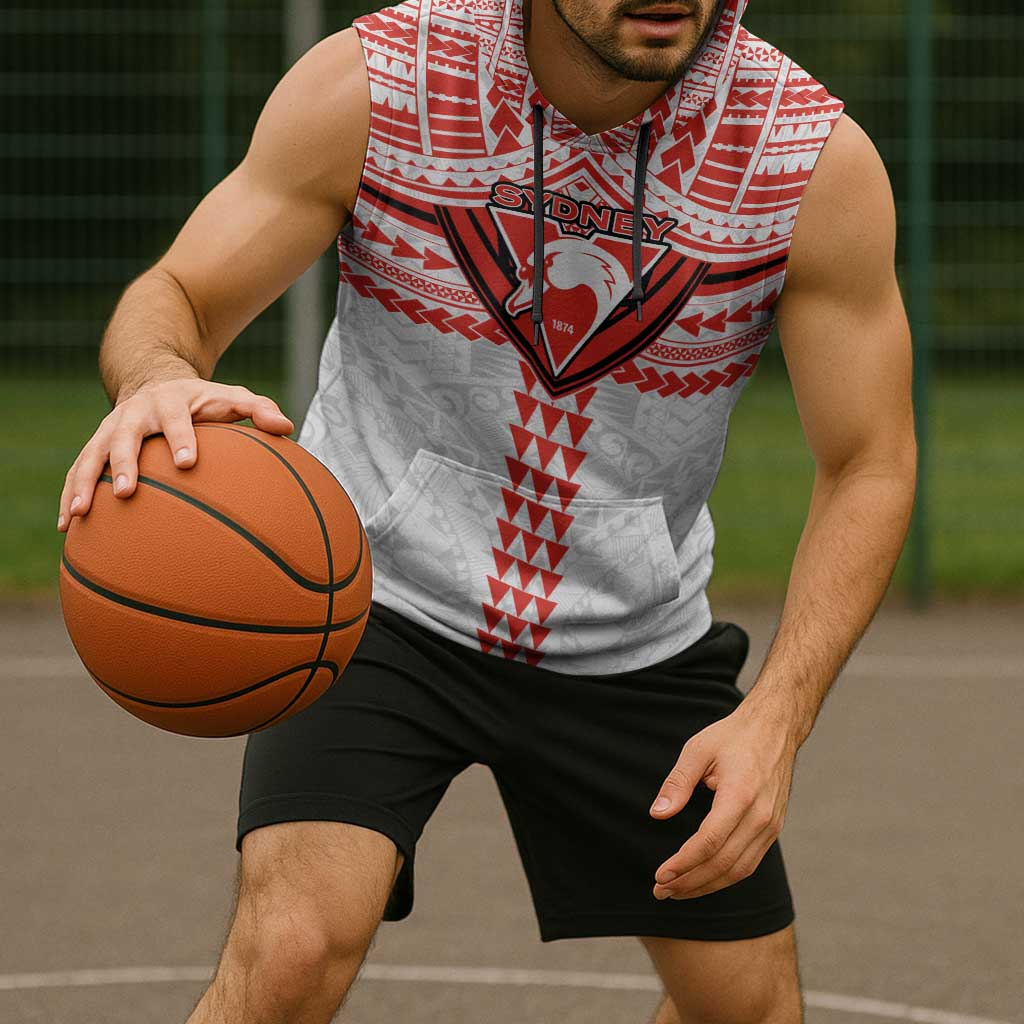 Personalized Sydney Swans Sleeveless Hoodie Polynesian Tribal Pattern Heritage Football