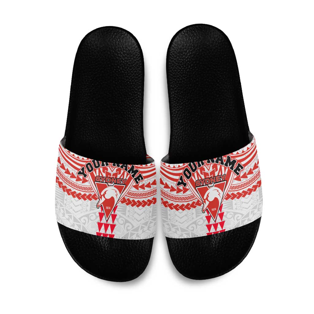 Personalized Sydney Swans Slide Sandals Polynesian Tribal Pattern Heritage Football
