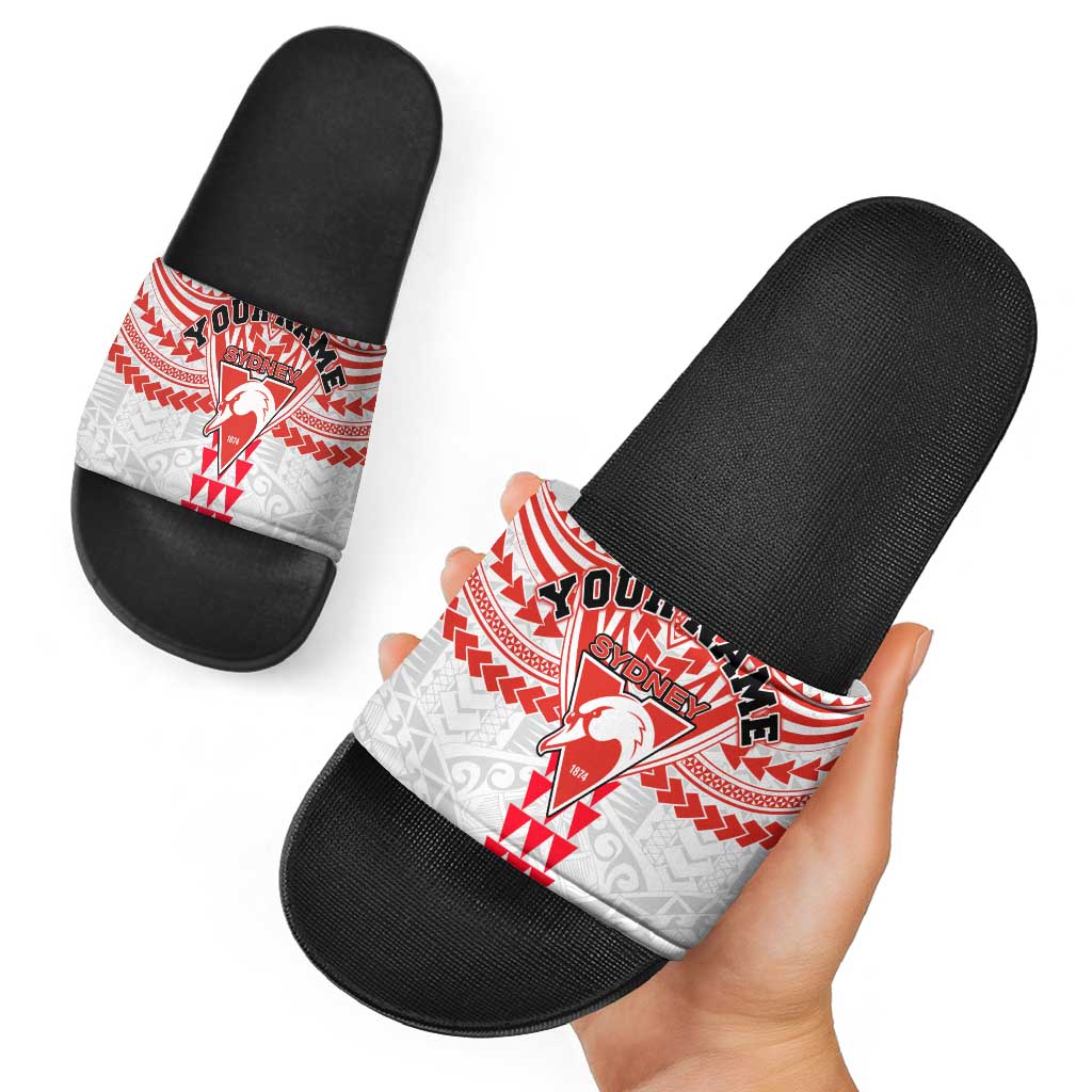Personalized Sydney Swans Slide Sandals Polynesian Tribal Pattern Heritage Football