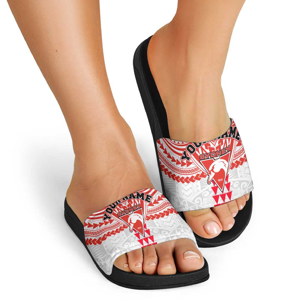Personalized Sydney Swans Slide Sandals Polynesian Tribal Pattern Heritage Football