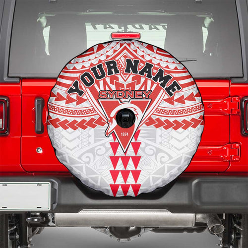 Personalized Sydney Swans Spare Tire Cover Polynesian Tribal Pattern Heritage Football