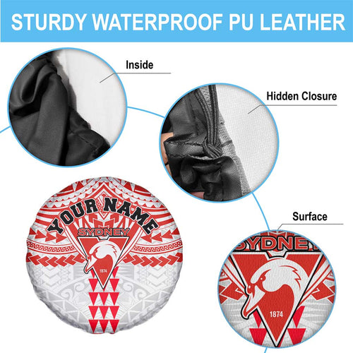 Personalized Sydney Swans Spare Tire Cover Polynesian Tribal Pattern Heritage Football