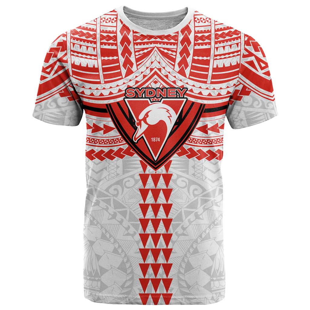 Personalized Sydney Swans T Shirt Polynesian Tribal Pattern Heritage Football