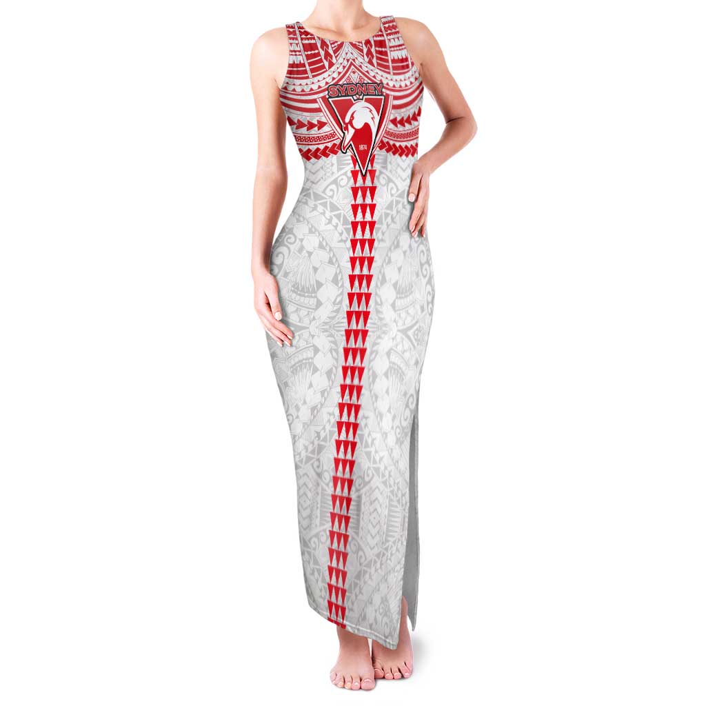 Personalized Sydney Swans Tank Maxi Dress Polynesian Tribal Pattern Heritage Football