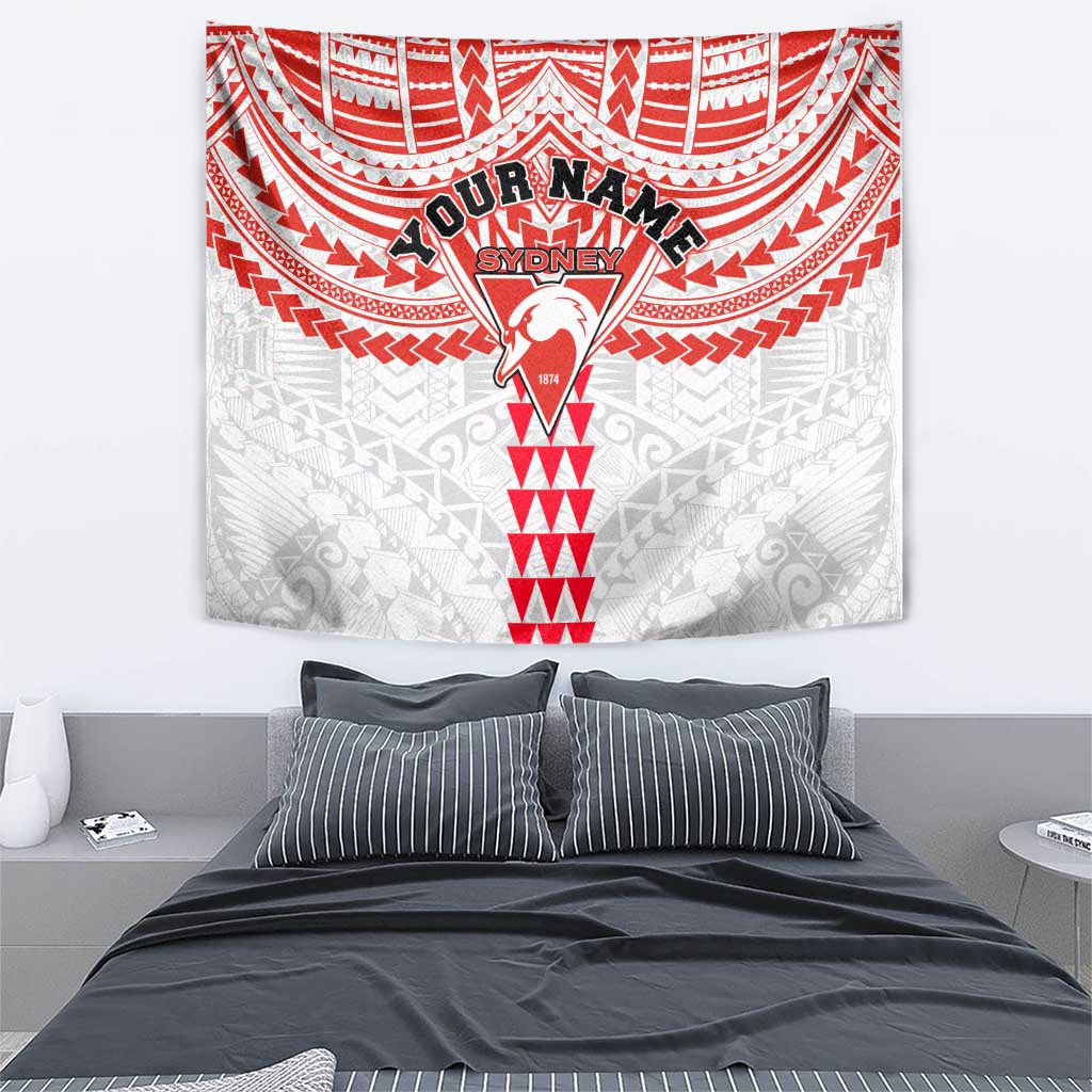 Personalized Sydney Swans Tapestry Polynesian Tribal Pattern Heritage Football