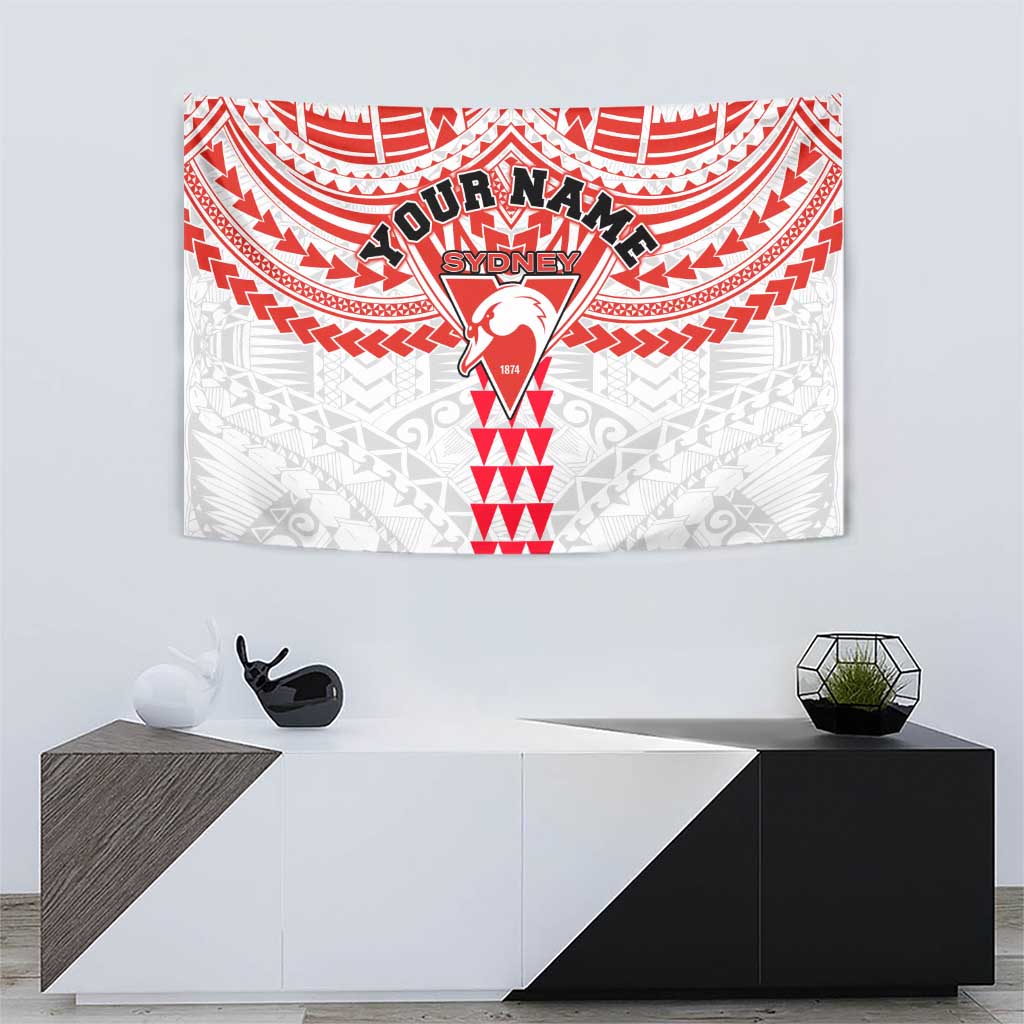 Personalized Sydney Swans Tapestry Polynesian Tribal Pattern Heritage Football