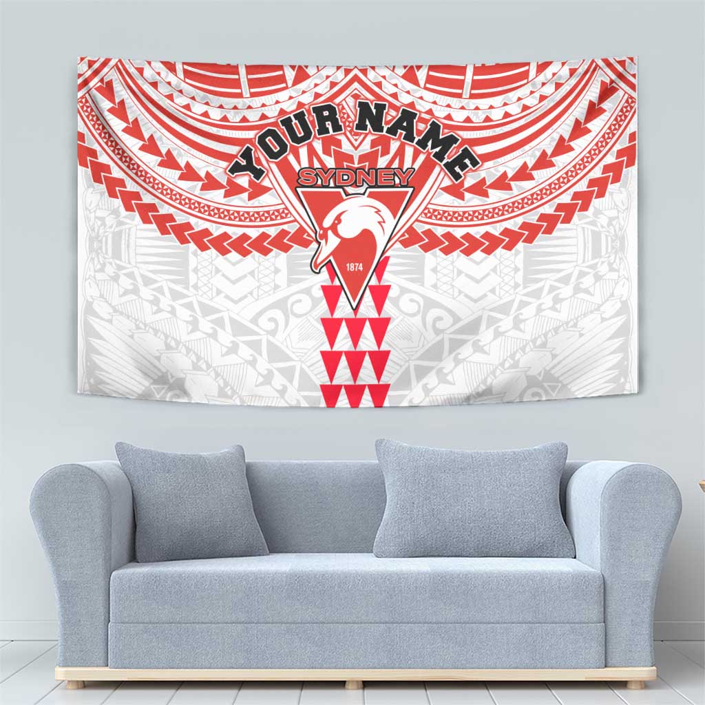 Personalized Sydney Swans Tapestry Polynesian Tribal Pattern Heritage Football