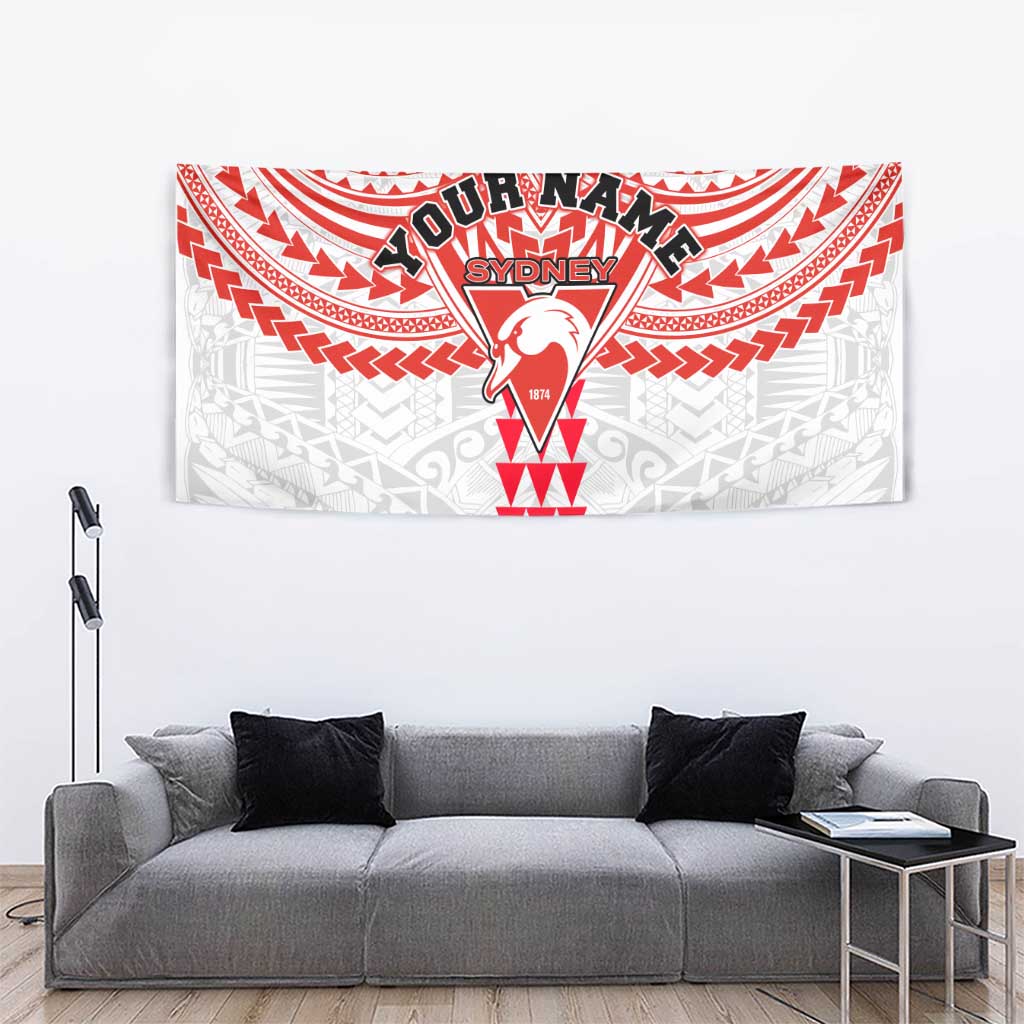 Personalized Sydney Swans Tapestry Polynesian Tribal Pattern Heritage Football