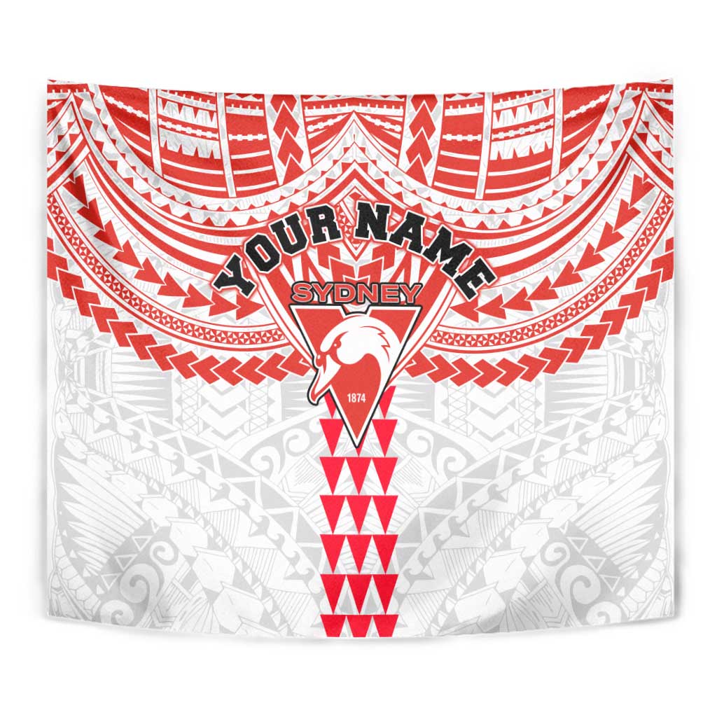Personalized Sydney Swans Tapestry Polynesian Tribal Pattern Heritage Football