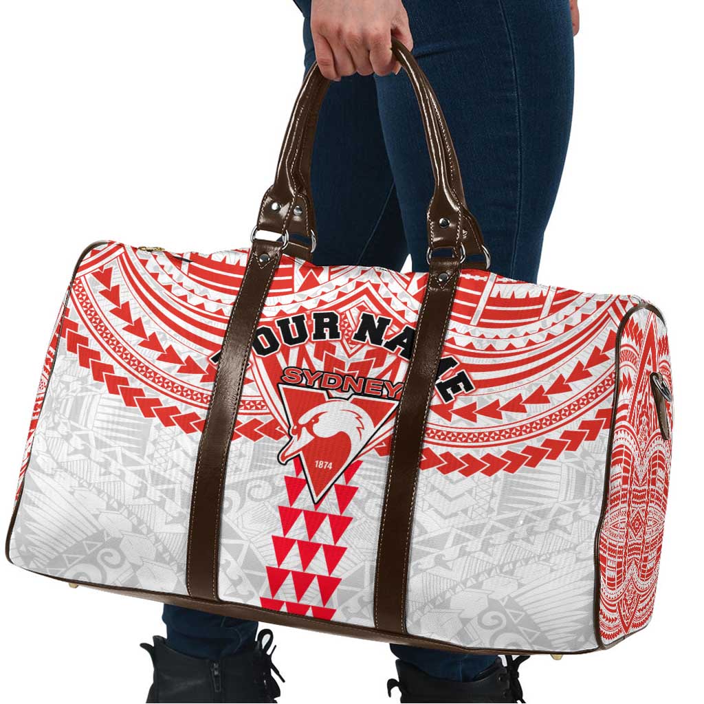 Personalized Sydney Swans Travel Bag Polynesian Tribal Pattern Heritage Football