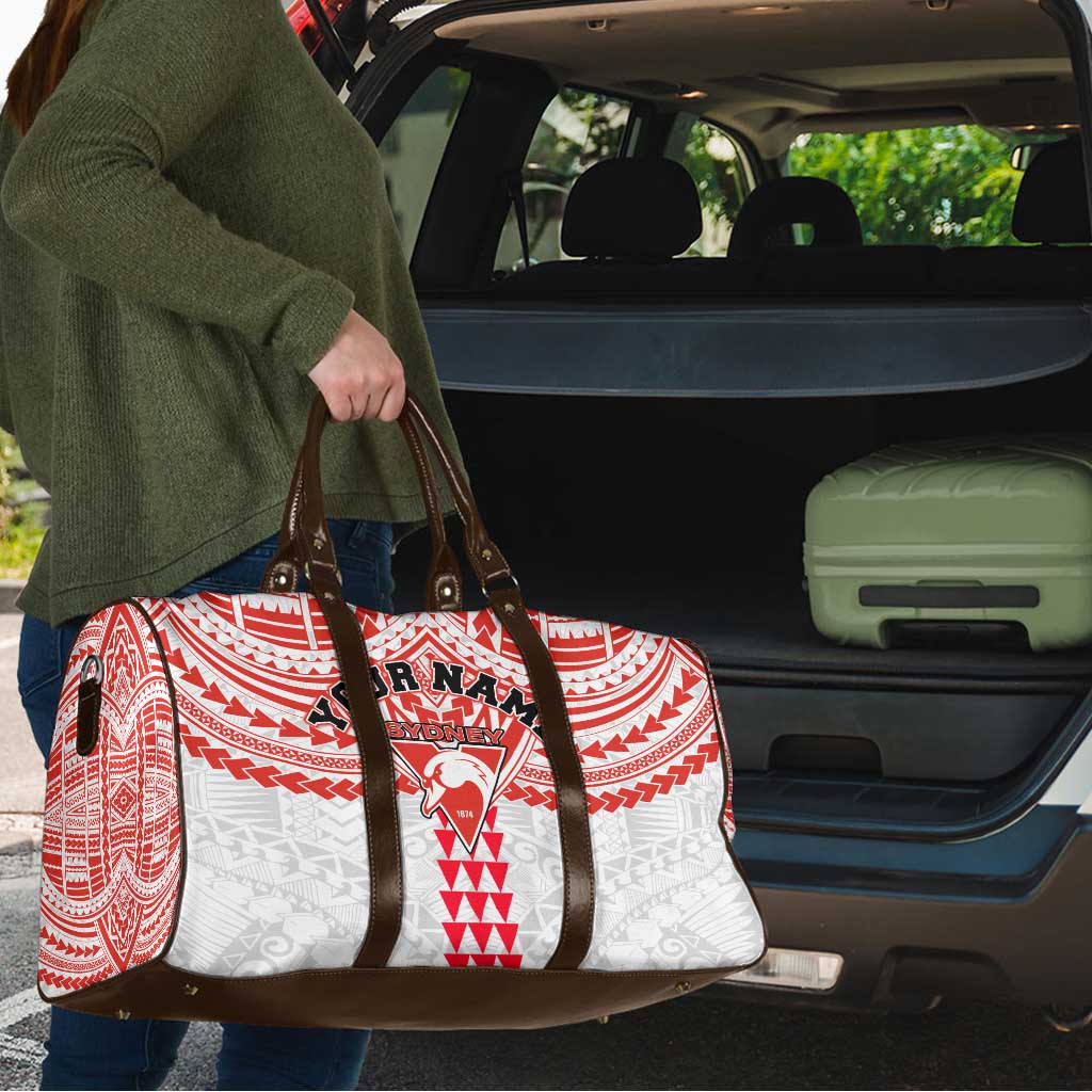 Personalized Sydney Swans Travel Bag Polynesian Tribal Pattern Heritage Football