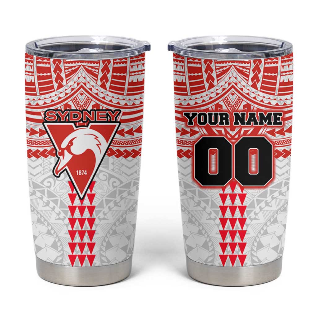 Personalized Sydney Swans Tumbler Cup Polynesian Tribal Pattern Heritage Football