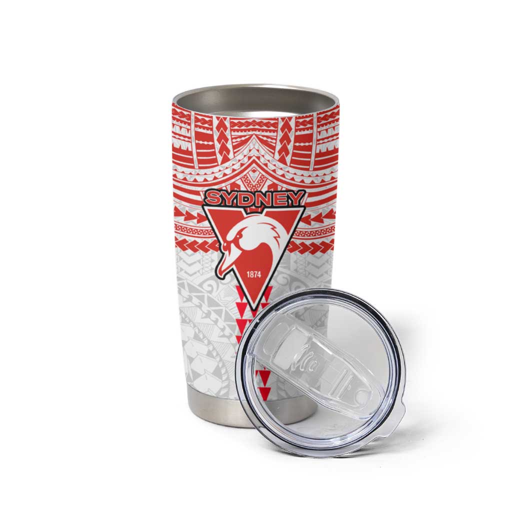 Personalized Sydney Swans Tumbler Cup Polynesian Tribal Pattern Heritage Football