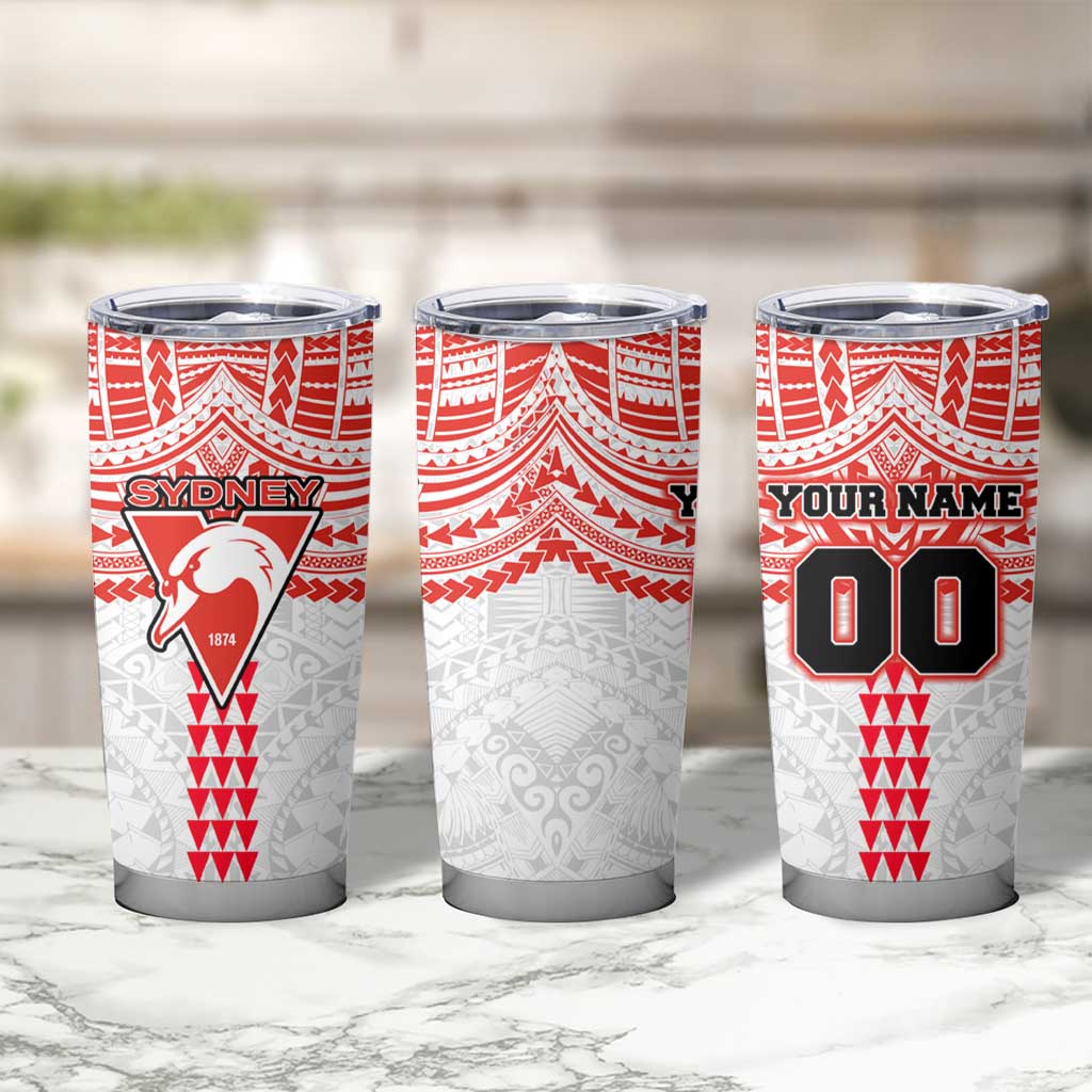Personalized Sydney Swans Tumbler Cup Polynesian Tribal Pattern Heritage Football
