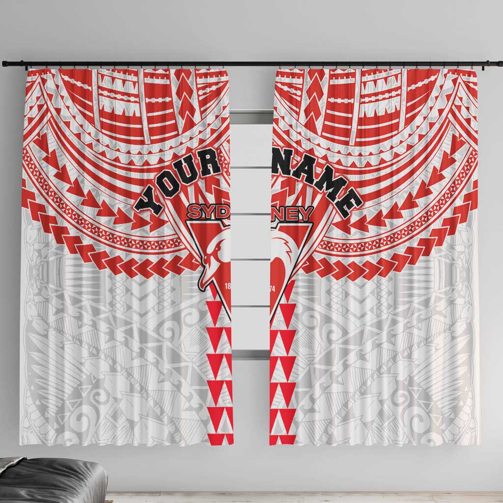 Personalized Sydney Swans Window Curtain Polynesian Tribal Pattern Heritage Football