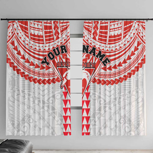Personalized Sydney Swans Window Curtain Polynesian Tribal Pattern Heritage Football