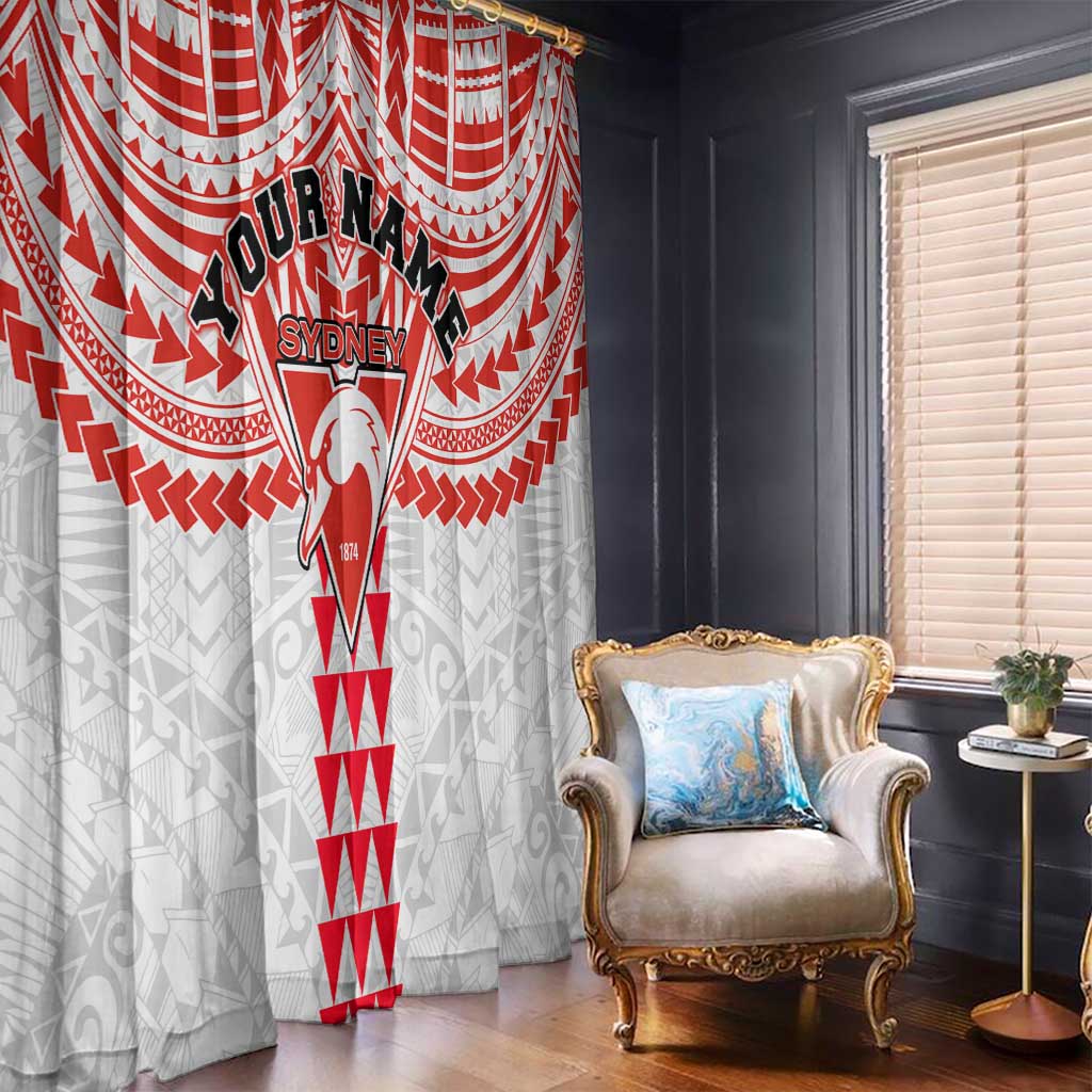 Personalized Sydney Swans Window Curtain Polynesian Tribal Pattern Heritage Football