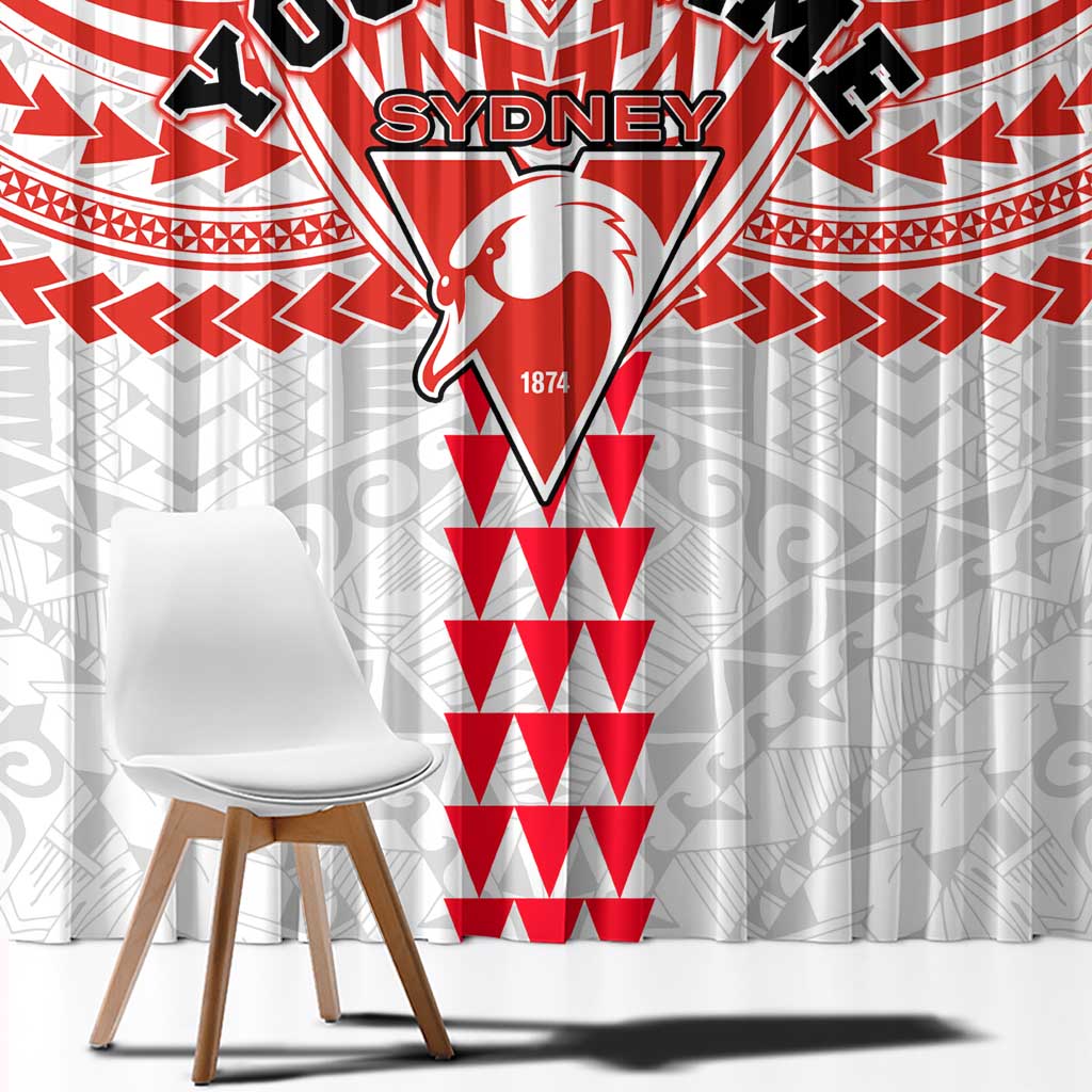 Personalized Sydney Swans Window Curtain Polynesian Tribal Pattern Heritage Football