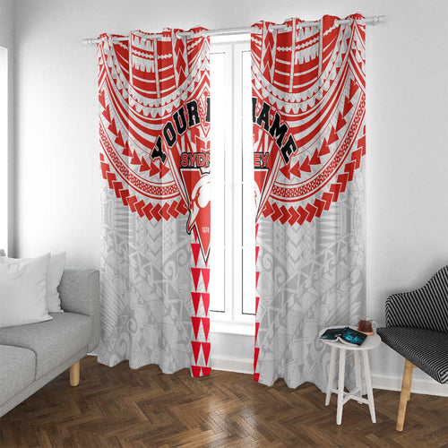 Personalized Sydney Swans Window Curtain Polynesian Tribal Pattern Heritage Football