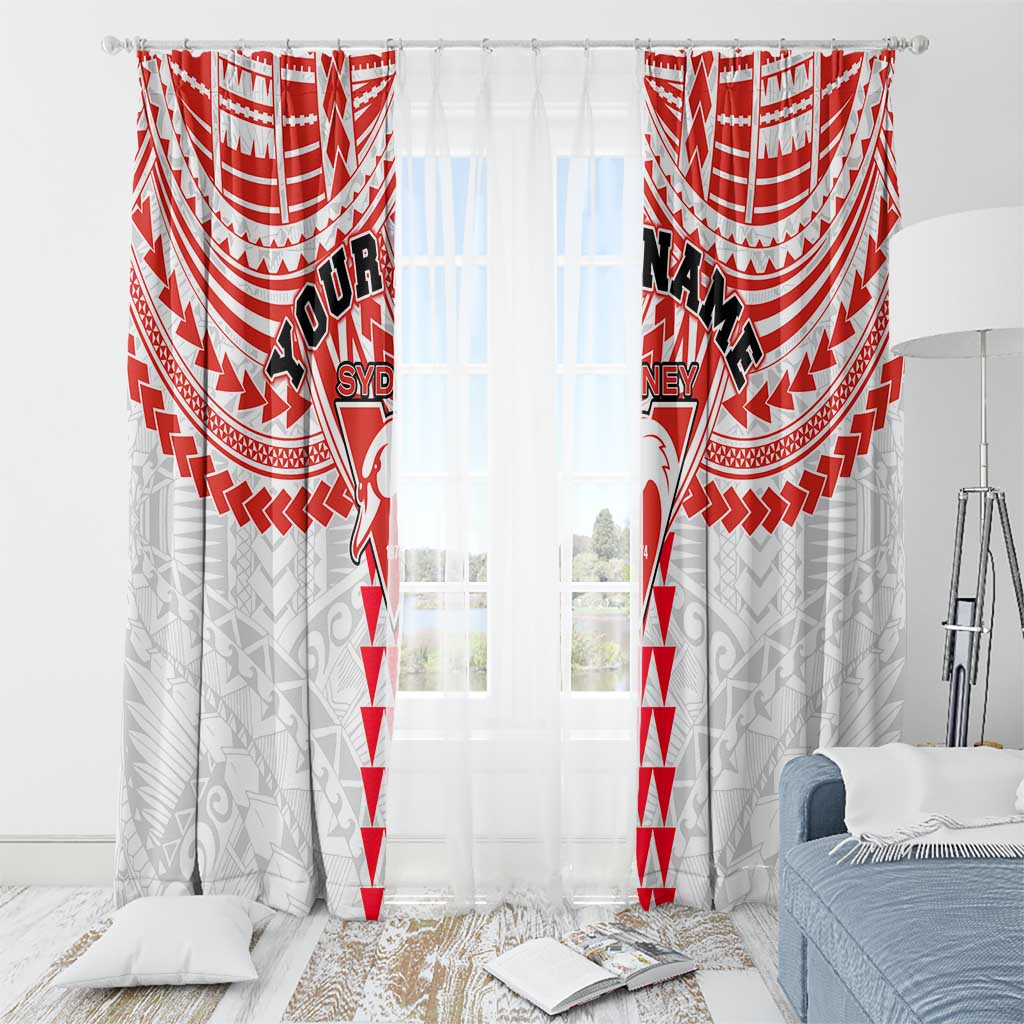 Personalized Sydney Swans Window Curtain Polynesian Tribal Pattern Heritage Football