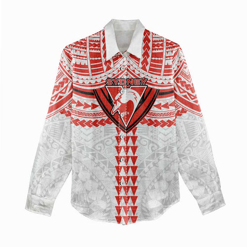 Personalized Sydney Swans Women Casual Shirt Polynesian Tribal Pattern Heritage Football