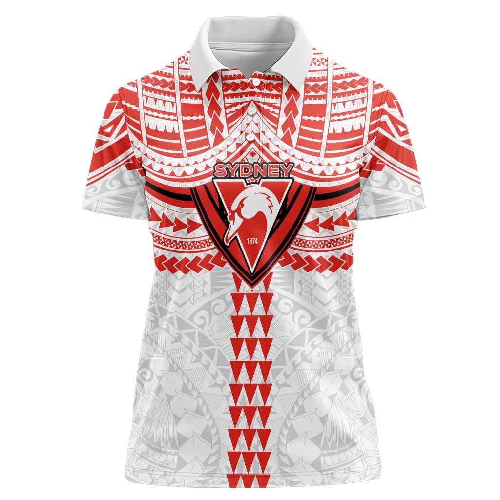 Personalized Sydney Swans Women Polo Shirt Polynesian Tribal Pattern Heritage Football