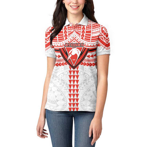 Personalized Sydney Swans Women Polo Shirt Polynesian Tribal Pattern Heritage Football