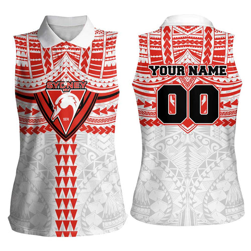 Personalized Sydney Swans Women Sleeveless Polo Shirt Polynesian Tribal Pattern Heritage Football