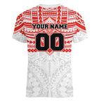 Personalized Sydney Swans Women V-Neck T-Shirt Polynesian Tribal Pattern Heritage Football