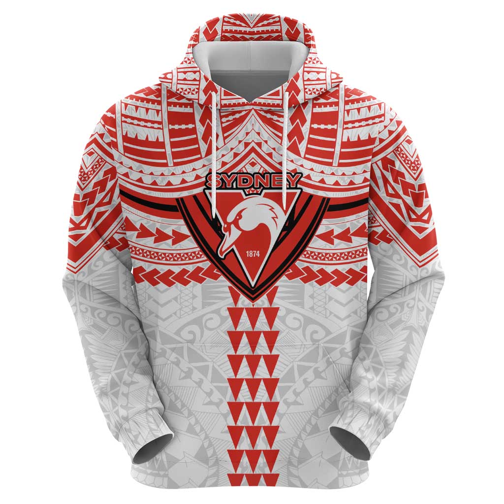 Personalized Sydney Swans Zip Hoodie Polynesian Tribal Pattern Heritage Football