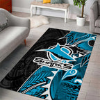 Cronulla Sharks Area Rug Polynesian Tribal Tattoo Pacific Sport Art
