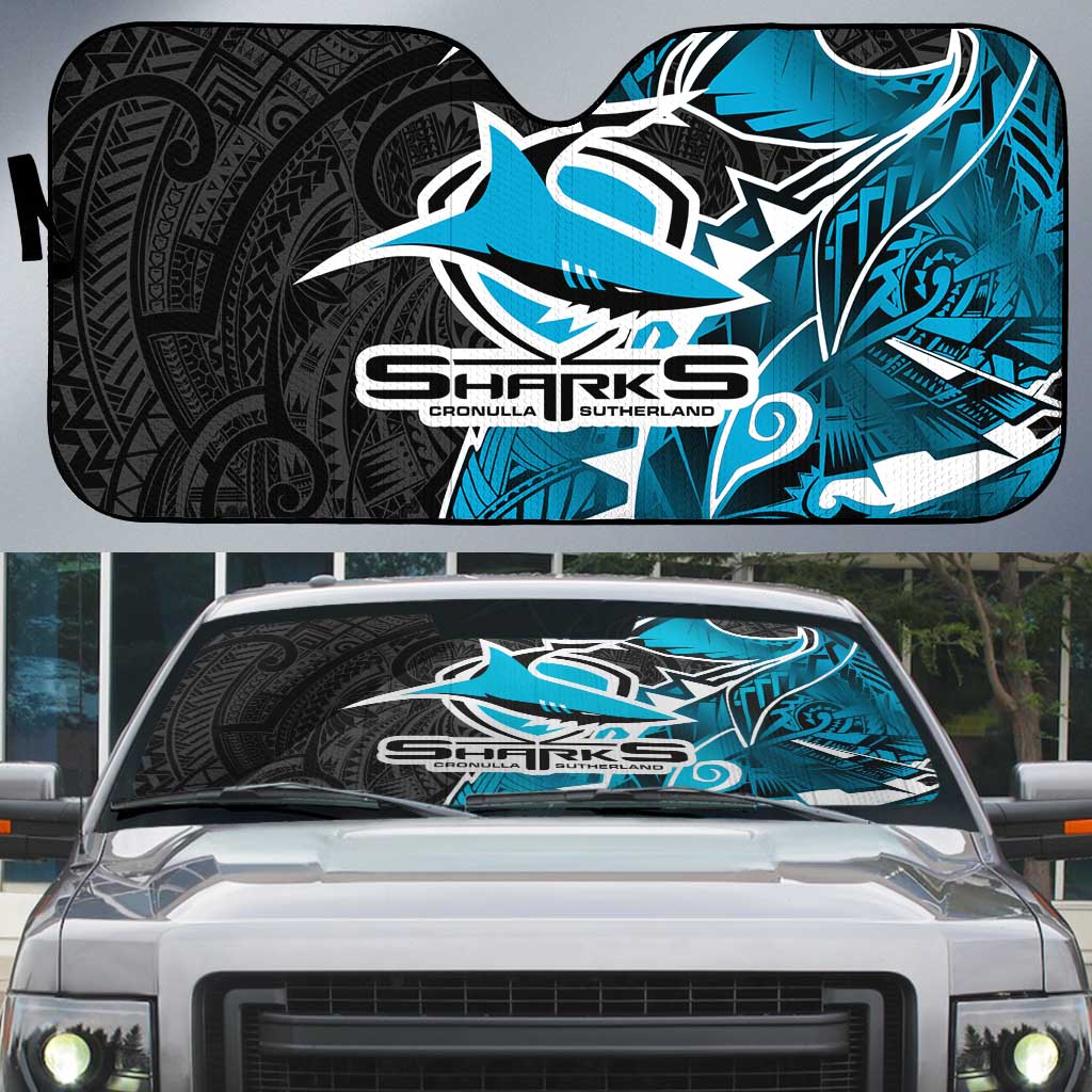 Cronulla Sharks Auto Sun Shade Polynesian Tribal Tattoo Pacific Sport Art