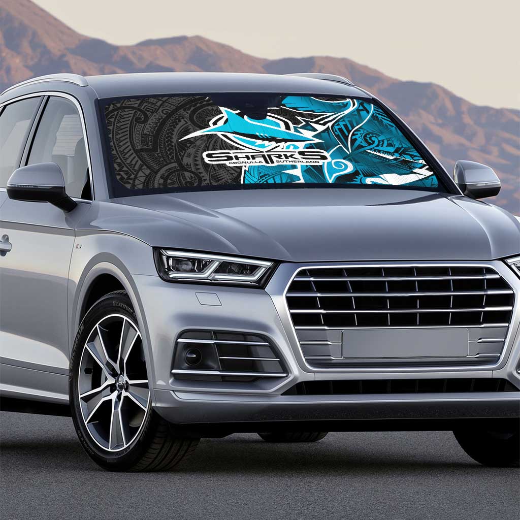 Cronulla Sharks Auto Sun Shade Polynesian Tribal Tattoo Pacific Sport Art