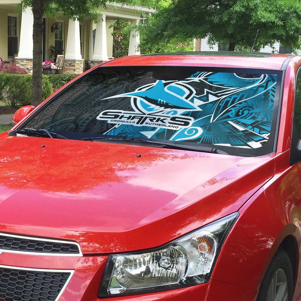 Cronulla Sharks Auto Sun Shade Polynesian Tribal Tattoo Pacific Sport Art