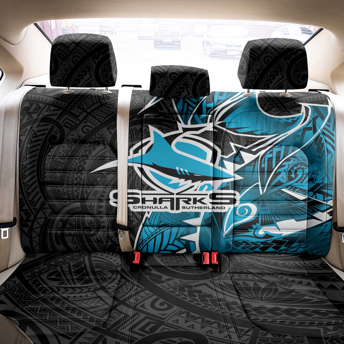 Cronulla Sharks Back Car Seat Cover Polynesian Tribal Tattoo Pacific Sport Art