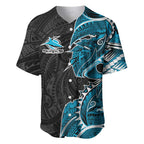 Cronulla Sharks Baseball Jersey Polynesian Tribal Tattoo Pacific Sport Art