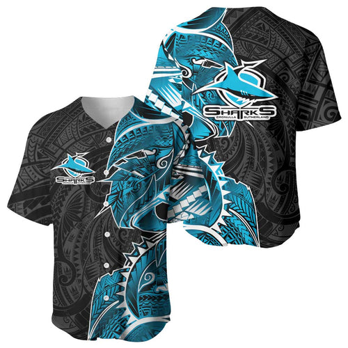Cronulla Sharks Baseball Jersey Polynesian Tribal Tattoo Pacific Sport Art