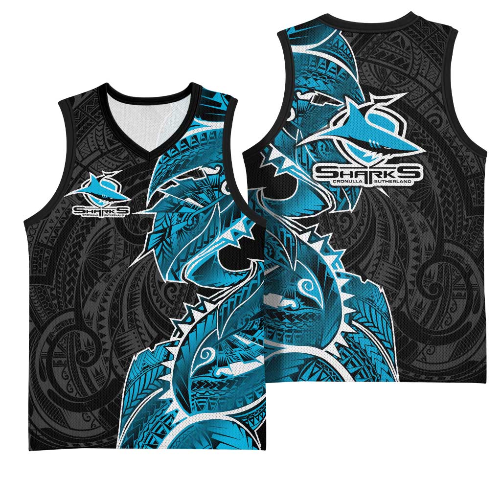 Cronulla Sharks Basketball Jersey Polynesian Tribal Tattoo Pacific Sport Art