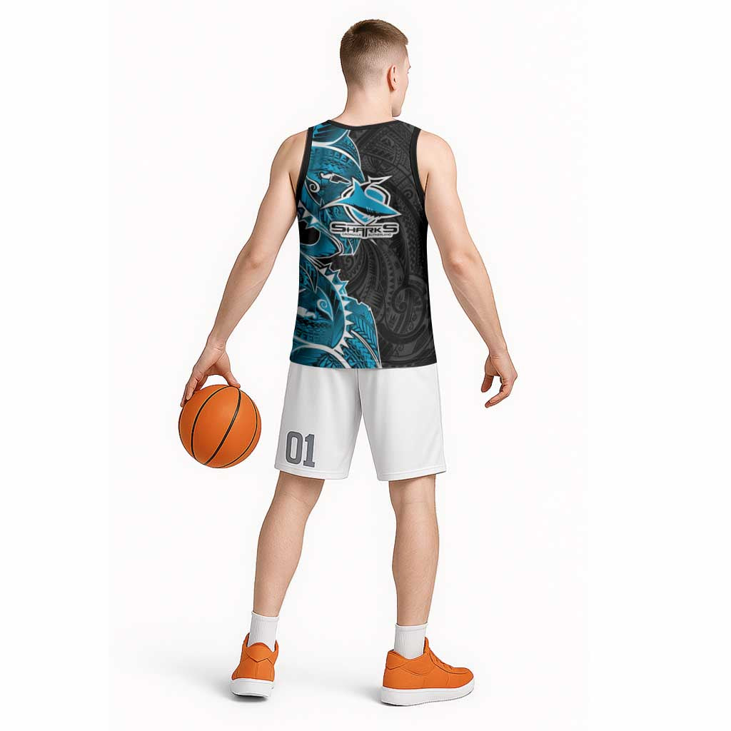 Cronulla Sharks Basketball Jersey Polynesian Tribal Tattoo Pacific Sport Art