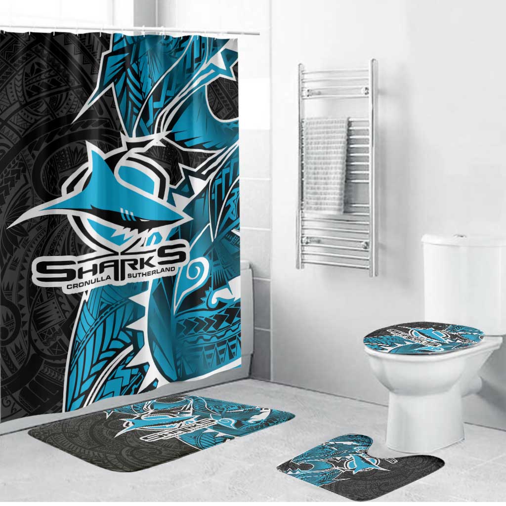 Cronulla Sharks Bathroom Set Polynesian Tribal Tattoo Pacific Sport Art