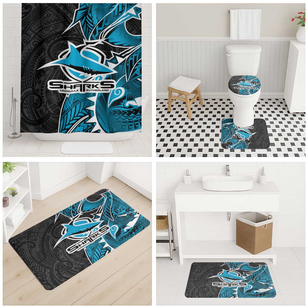 Cronulla Sharks Bathroom Set Polynesian Tribal Tattoo Pacific Sport Art