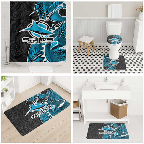 Cronulla Sharks Bathroom Set Polynesian Tribal Tattoo Pacific Sport Art