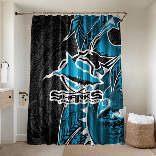 Cronulla Sharks Bathroom Set Polynesian Tribal Tattoo Pacific Sport Art