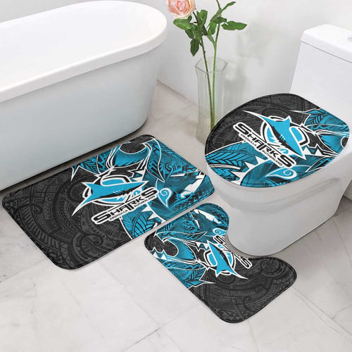 Cronulla Sharks Bathroom Set Polynesian Tribal Tattoo Pacific Sport Art