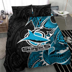Cronulla Sharks Bedding Set Polynesian Tribal Tattoo Pacific Sport Art