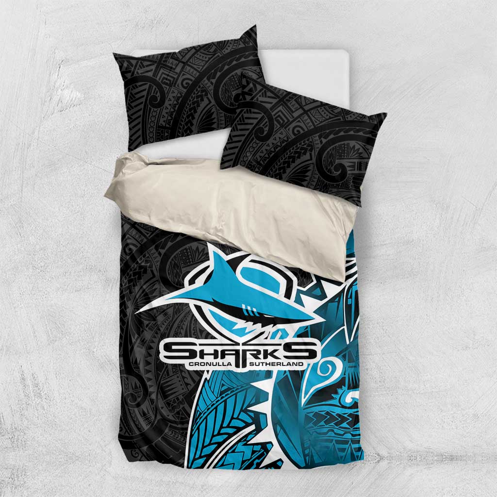 Cronulla Sharks Bedding Set Polynesian Tribal Tattoo Pacific Sport Art