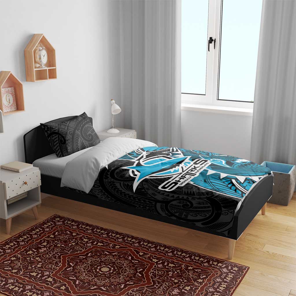Cronulla Sharks Bedding Set Polynesian Tribal Tattoo Pacific Sport Art