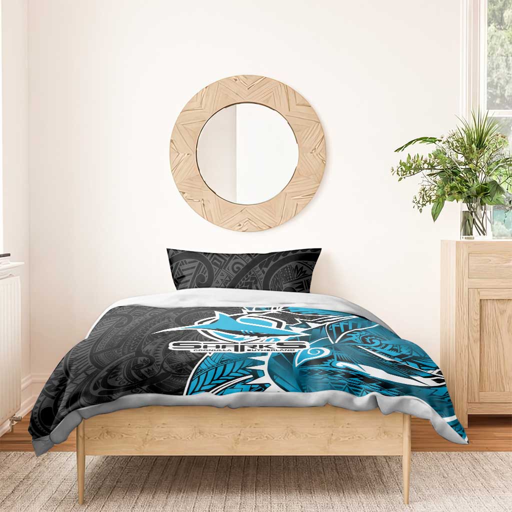 Cronulla Sharks Bedding Set Polynesian Tribal Tattoo Pacific Sport Art
