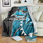 Cronulla Sharks Blanket Polynesian Tribal Tattoo Pacific Sport Art