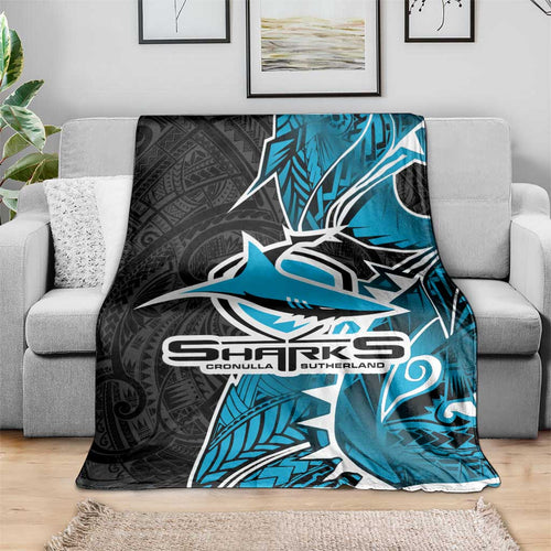 Cronulla Sharks Blanket Polynesian Tribal Tattoo Pacific Sport Art